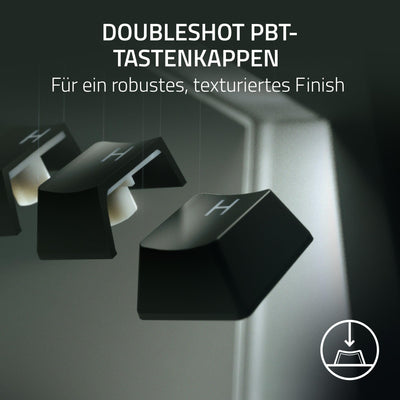 Razer Huntsman V2 Tenkeyless (Red Switch) - Optische Gaming-Tastatur ohne Ziffernblock (Lineare Optische Switches, Doubleshot PBT-Tastenkappen, Handballenauflage) QWERTZ DE-Layout | Schwarz