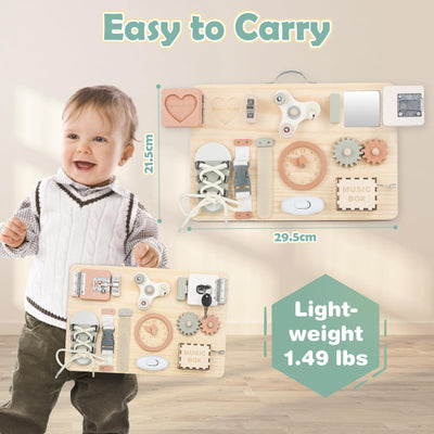 Joyreal Montessori Busy Board - Motorikbrett Activity Board Montessori Motorik Spielzeug Sensorik Brett Motorikboard Geschenk für Mädchen Junge