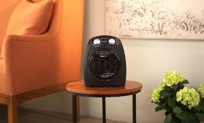 Emerio FH-106737.2, Note 1.5, kleiner kompakter portabler Heizlüfter für 20 m², 2 Heizleistungen + Ventilatorfunktion, verstellbarer Thermostat, Sicherheitsschalter, Handgriff, 2000 Watt, Anthrazit