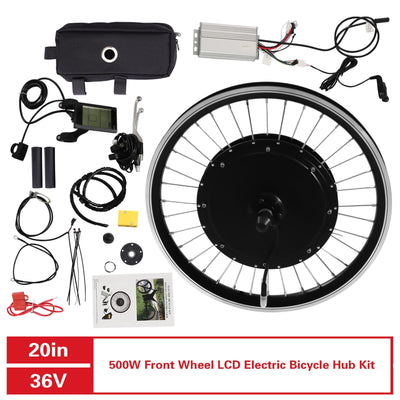 AOAPUMM 20 Zoll 36V 500W Elektrofahrrad Motor Umrüstkit Wasserdichtes Umrüstkit Nabenmotor Kit 340 RPM LCD Fahrrad Umrüstkit (Vorderrad)