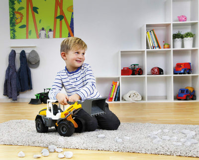 Lena Worxx Radlader Liebherr L538 Litronic 48 cm, realistisches Baustellenfahrzeug, Robustes Spielzeug mit funktionstüchtiger Schaufel und Griff, für Kinder ab 3 Jahren, Gelb
