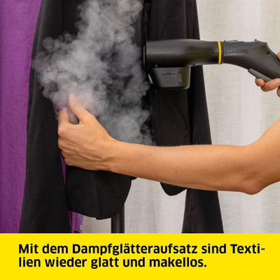 Kärcher Dampfreiniger SC 3 Deluxe, Dampfdruck: 3,5 bar, Aufheizzeit: 30 s, Leistung: 1.900 W, Flächenleistung: 75 m², Tank: 1 l, mit Bodenreinigungsset, Mikrofaser-Bezug, mit Dampfglätter