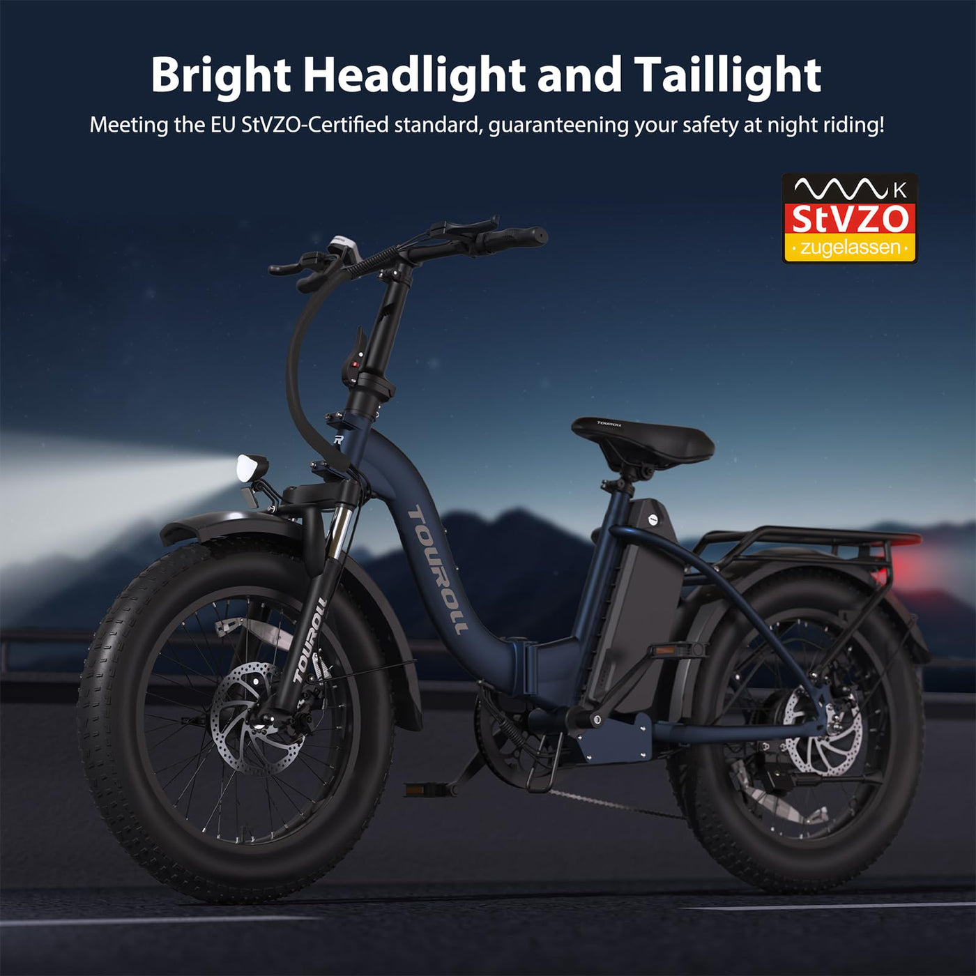 Touroll Klapprad E Bike, 20 * 4 Zoll Elektrofahrräder mit 48v 15Ah Akku, 25km/h, Reichweite bis zu 120-150km, 250W 55N.M Motor E-Bike mit 7-Gang, LCD-Display, Elektrofahrrad für Herren Damen