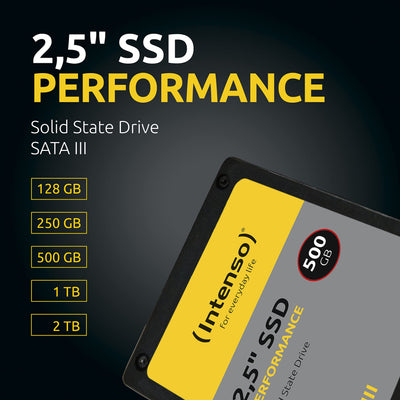 Intenso Interne 2,5" SSD SATA III Performance, 500 GB, 550 MB/Sekunden, Festkörper-Laufwerk Schwarz
