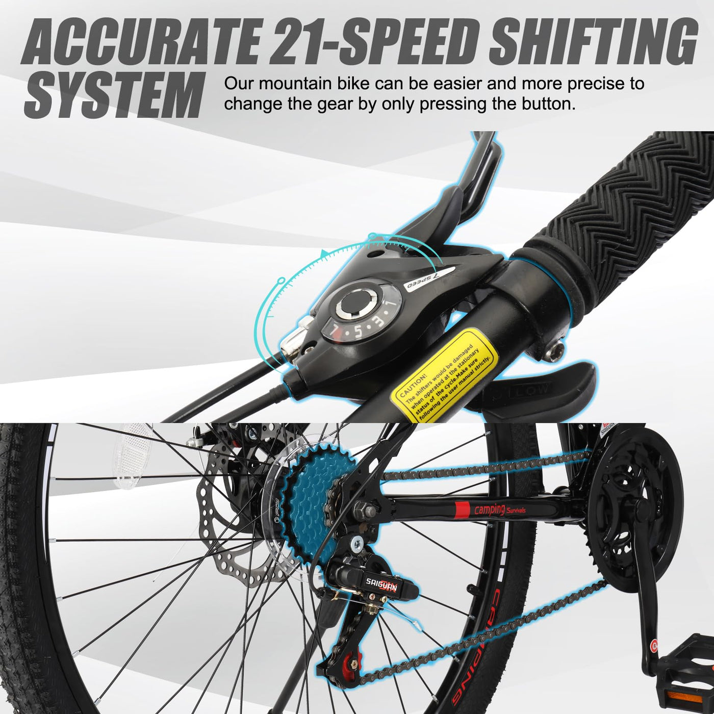 Ktaxon Mountainbike 27,5 Zoll Herren & Damen Mountainbike 21-Gang Erwachsenenfahrräder, Doppelscheibenbremse, Federgabel, Rahmen aus Kohlenstoffstahl (Schwarz)