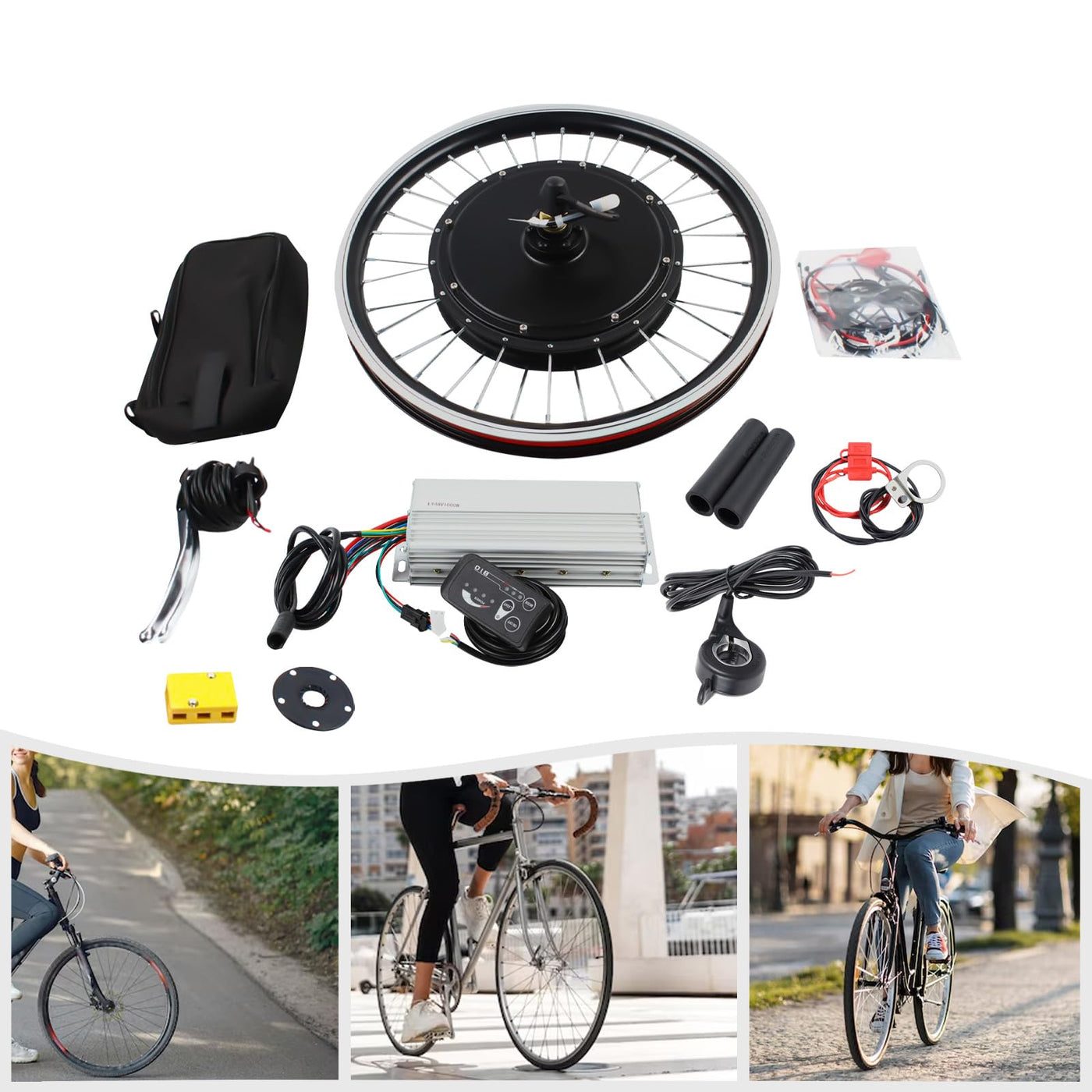 20 Zoll 48V 1000W 440rpm Fahrrad Modifikation Kit Vorderrad Elektro-Fahrrad Kit mit LED-Display für den Vorderradeinbau auf Zweirädrigen Fahrrädern Geeignet
