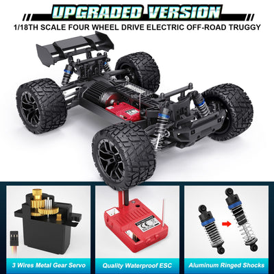 HAIBOXING Ferngesteuertes Auto, 2,4 GHz 1:18 Proportional 4WD 36+ km/h Hobby Offroad Monster RC Truck, wasserdichte RC Truggy RTR Geländegängig Spielzeug