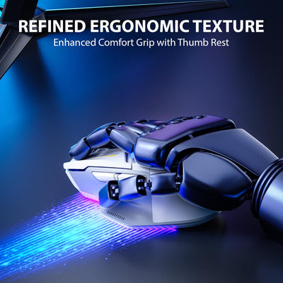 inphic IN9 Gaming Maus kabellos, echte Tri-Mode 2,4G Wireless/Type-C Wired/Bluetooth Maus, 10k DPl, vollständig programmierbar, RGB-Beleuchtung, Hyperspeed wiederaufladbare Funkmaus für Laptop PC