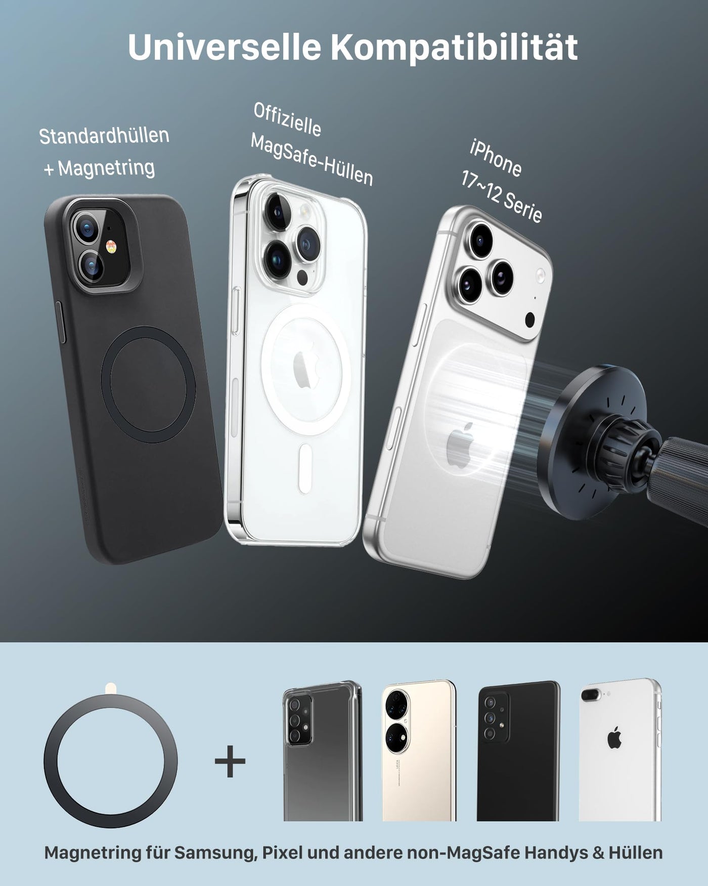 YOSH für Magsafe Autohalterung mit Ladefunktion 15W, [Metall-Doppelhaken & N55 Starke Magnets], Handyhalterung Auto für Magsafe Ladegerät Lüftung für iPhone 17 16 15 14 13 12