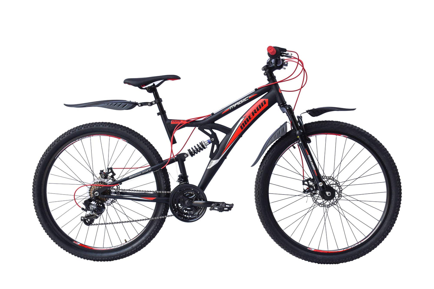 T&Y Trade 27,5 Zoll Kinder Jungen Mädchen Fahrrad Kinderfahrrad Jungenfahrrad Mountainbike MTB Rad Bike 18 Gang Fully Federgabel Scheibenbremse mechanisch Oberon Schwarz Rot