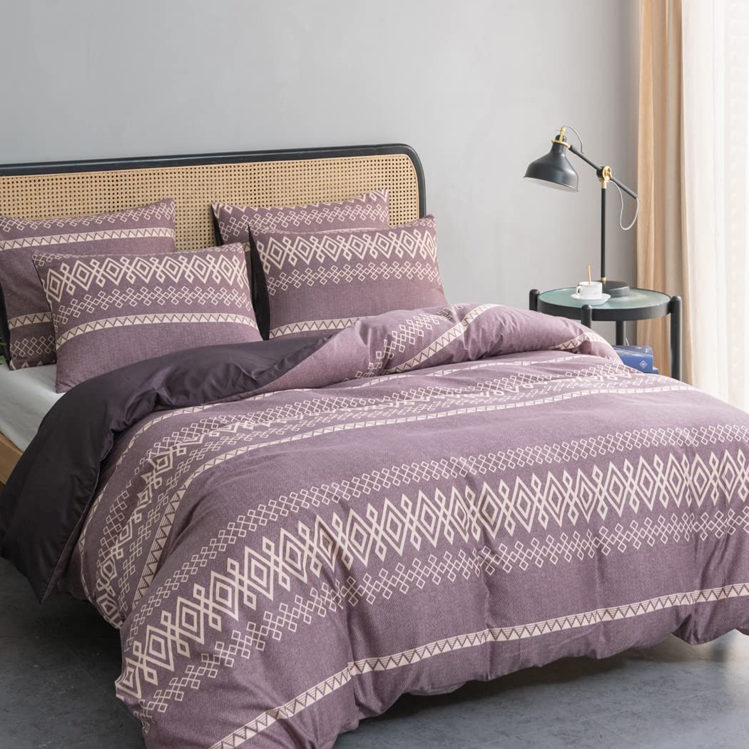 Lekesky Bohemian Bettwäsche 200x200 cm 3 Teilig - Bettbezug mit Reißverschluss und 2 Kissenbezug 80x80cm, Rosa