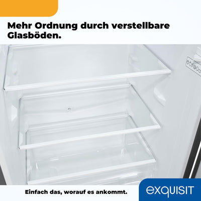 Exquisit Kühl-Gefrierkombination, Kühlschrank mit Gefrierfach, 4-Sterne-Gefrieren, 157 Liter, Alarm-Funktion, Schnellkühlen, KGC5231-60-E-050C inoxlook