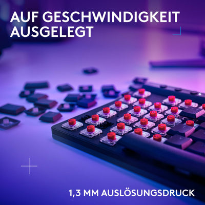 Logitech G G515 LIGHTSPEED TKL kabellose flache Gaming-Tastatur, LIGHTSYNC RGB, dünnes Profil ohne Ziffernblock, PBT-Tastenkappen, taktile mechanische Switches, Deutsches QWERTZ-Layout - Schwarz