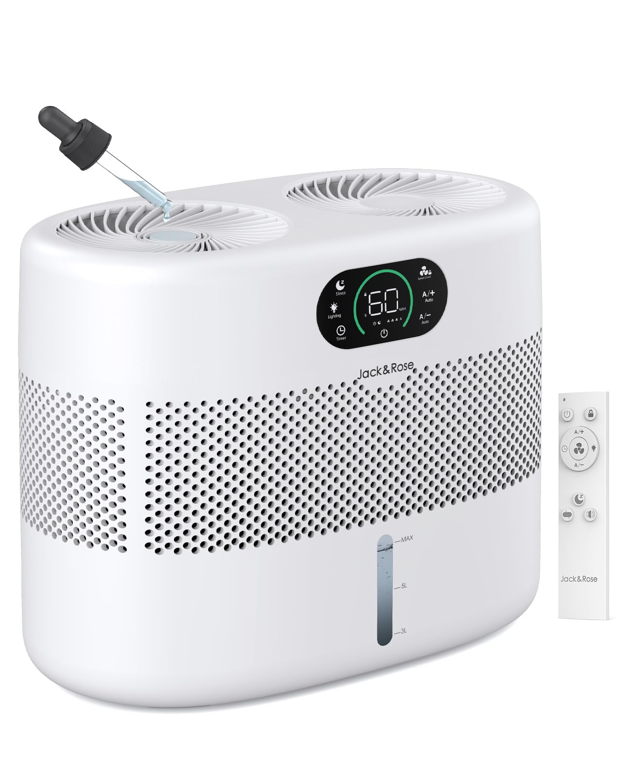 Luftbefeuchter große Räume bis ca. 56m² Verdampfer Luftbefeuchter Ohne Sprühnebel 7,6L Top Fill Luftbefeuchter bis 40H, Fernsteuerbares Humidifier für Kinderzimmer mit 45dB Leise für Schlafzimmer