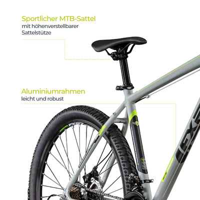 ZÜNDAPP Mountainbike 650B Hardtail MTB 27,5 Zoll FX27 Fahrrad 21 Gänge Shimano (grau, 48 cm)