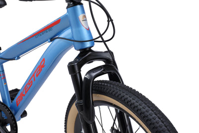 BIKESTAR Kinder Fahrrad Mountainbike 7 Gang Shimano, Scheibenbremse ab 6 Jahre | 20 Zoll Kinderrad MTB | Blau