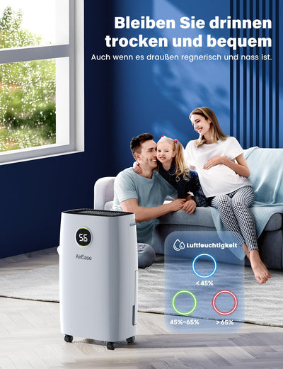 Luftentfeuchter Elektrisch mit 12L/Tag Raumentfeuchter,Entfeuchter Wohnung mit LED Display und Steuerung,Ablaufschlauch,Timer,Gegen Feuchtigkeit,Schimmel,Dehumidifier Raumgröße ca.108m³ für Keller