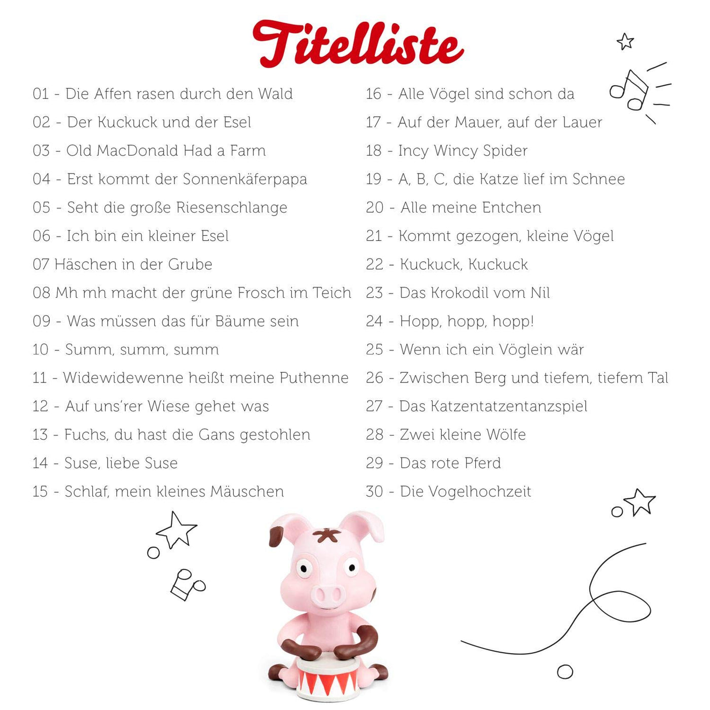 tonies Hörfiguren für Toniebox: 30 Lieblings KINDERLIEDER Figur - ca 58 Min. Spieldauer - ab 3 Jahre - DEUTSCH