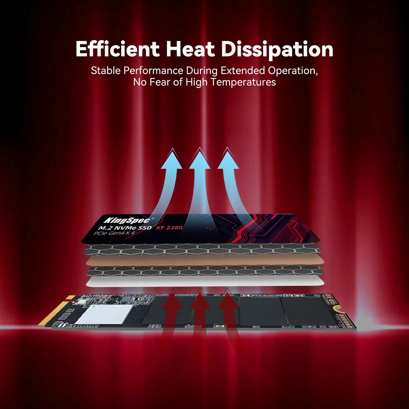 KingSpec 2TB M.2 SSD 2280 NVMe PCIe 4.0 x4, Unglaubliche Lese bis zu 5000MB/s, Interne M2 PCIe SSD Kompatibel mit Gaming Konsole/Desktop/Gaming Laptop