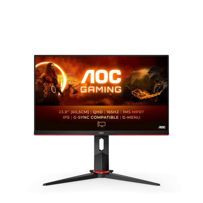 AOC Gaming Q24G2A - 24 Zoll QHD Monitor, 165 Hz, 1 ms MPRT, FreeSync Premium, G-Sync comp, (2560x1440, HDMI, DisplayPort) schwarz/rot