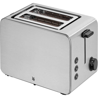 WMF Stelio Toaster 2 Scheiben Edelstahl, Doppelschlitz Toaster mit Brötchenaufsatz, Bagel-Funktion, 7 Bräunungsstufen, 900 W, Toaster edelstahl matt