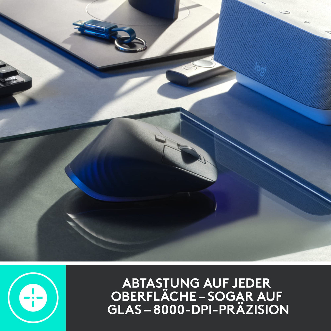 Logitech MX Mechanical kabellose beleuchtete Tastatur Standardgröße Linear, MX Master 3S kabellose Hochleistungs-Bluetooth-Maus, macOS, Windows, Linux, iOS, Android, DEU QWERTZ - Grau