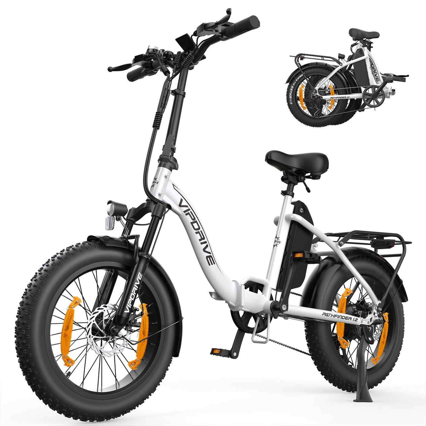 Vipdrive Klapprad E-Bike 20 Zoll, Elektrofahrrad mit 48v13ah Akku, 25km/H, Reichweite bis zu 80km, E Bike mit 7-Gang,LCD-Display, Elektrofahrrad für Herren Damen (Weiß【624Wh 13AH 65Nm】)