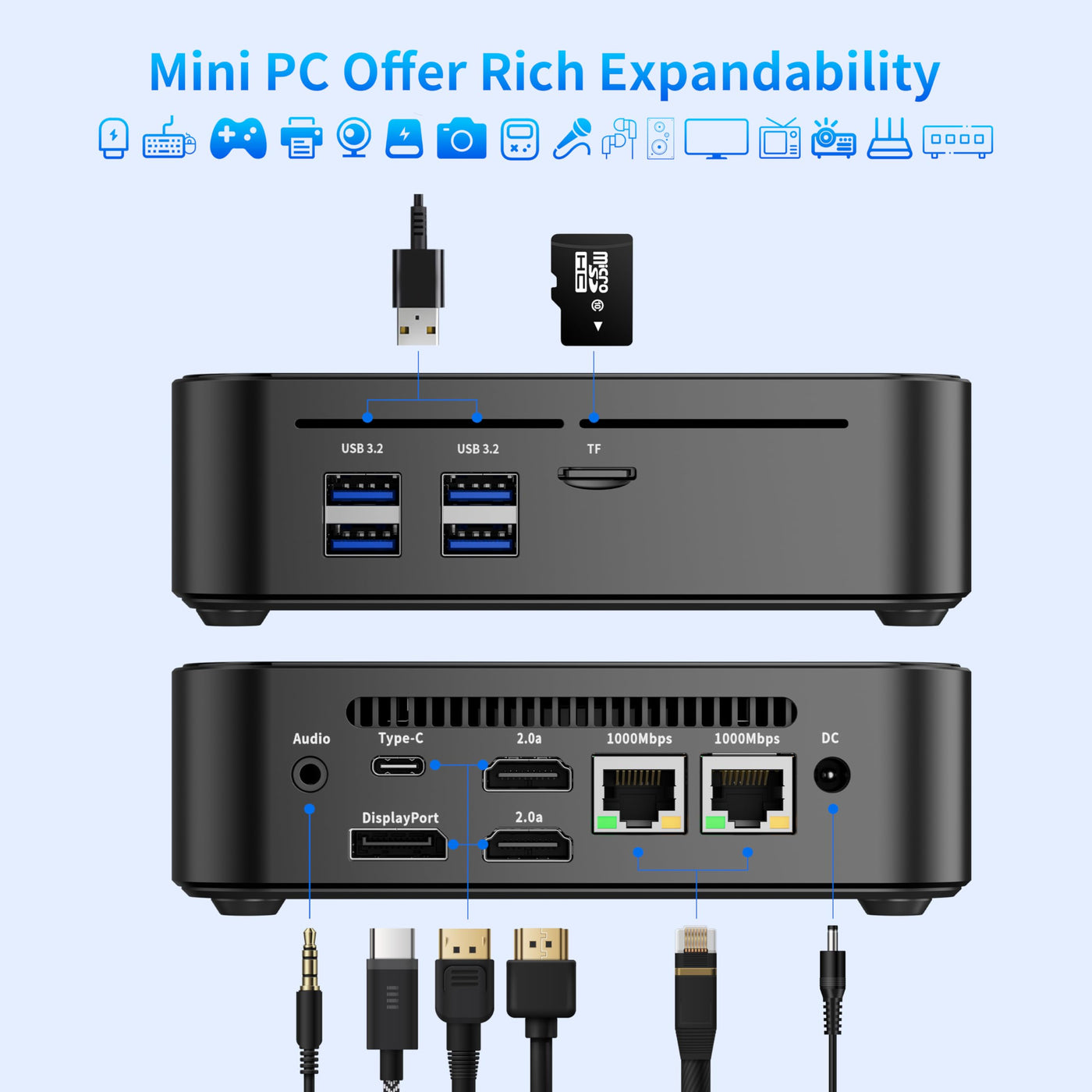 DreamQuest Mini PC Windows 11 Pro vorinstalliert,Intel N150 der 12. Generation (bis zu 3,6 GHz) 16GB DDR4 RAM+512 GB SSD,voll funktionsfähiger Type C/4K HD HDMI/USB 3.2/WiFi 5/BT5.0/Gigabit Ethernet