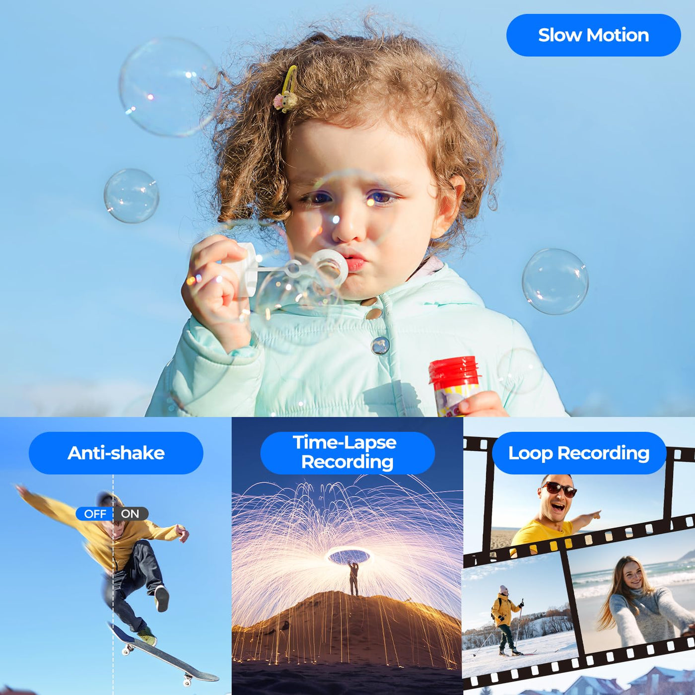 Videokamera 4K, 48MP Camcorder Vlogging Camera für YouTube, 16X Digitalzoom Nachtsicht Vlog Kamera, 3" 270° drehbarer Touchscreen Webcam Video Camera 4K mit 32GB SD-Karte, Fülllicht, Fernbedienung