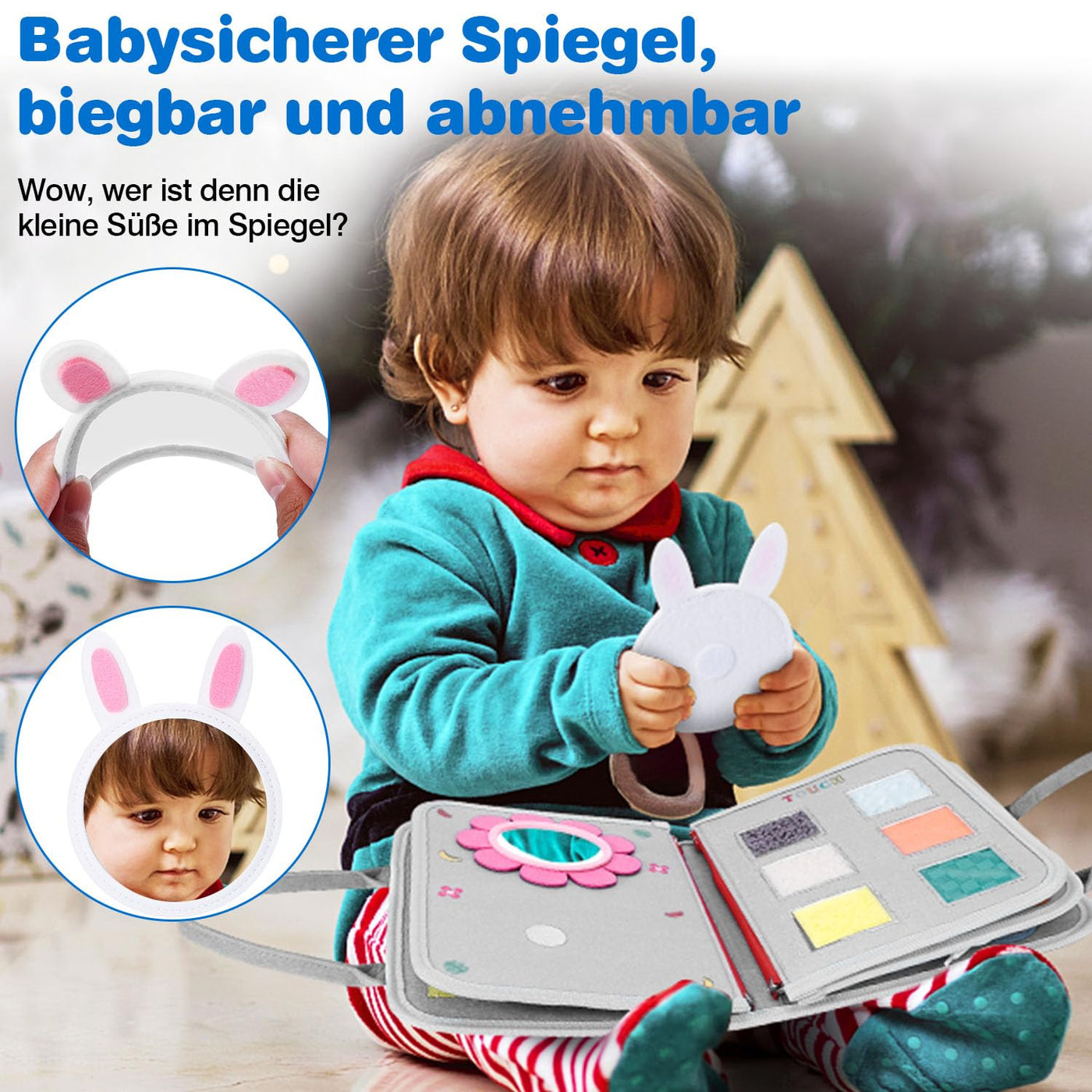 JHkim Montessori Busy Board Deutsch, Kinder Spielzeug ab 1 2 3 4 Jahre, Activity Board, Geschenke für Junge Mädchen, Kinder Sensorik Lernspielzeug, Motorikbrett für Reise Auto Flugzeug