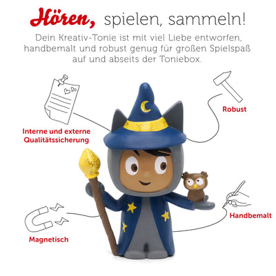 tonies Hörfigur für Toniebox, Kreativ Zauberer, zum Selbstbespielen, 90 Minuten Speicher für eigene Aufnahmen, Musik oder Gute-Nacht-Geschichten, geeignet für Kinder ab 3 Jahren