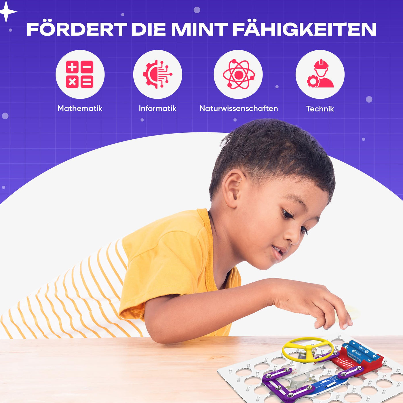 noDNA Elektronik Baukasten Kinder - 300 spannende Experimente für Kinder ab 8 Jahren, Elektro Experimentierkasten ab 8 Jahre inkl. Lernquiz & bebildeter Anleitung – Elektrobaukasten