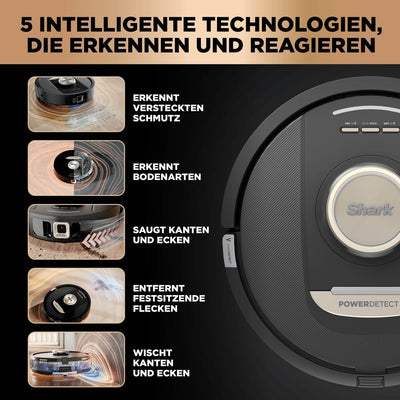Shark PowerDetect 2-in-1 Saug- und Wischroboter, NeverTouch Pro 60 Tage selbstentleerend, selbstnachfüllend mit 3D & LiDAR-Navigation, NeverStuck-Hindernisumgehung, Schwarz RV2800ZEEU