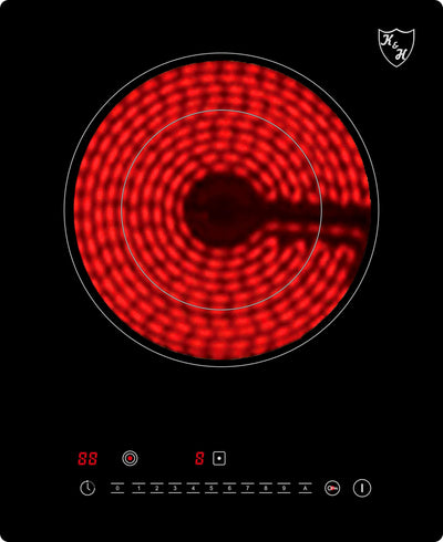 K&H Einzel 1 Zonen Glaskeramikkochfeld Elektrokochfeld 31cm Doppelbrenner Autark Eingebaut NCS-2202