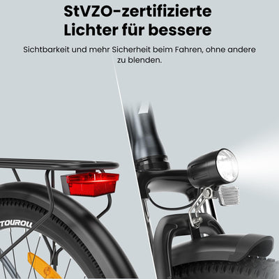 Touroll B1 26 Zoll City E-Bike mit 250W Motor und 36V 15.6Ah Akku Pedelec Cityräder Elektrofahrrad, Max Geschwindigkeit 25km/h Max Reichweite 90km, Erwachsene Herren Damen Ebike