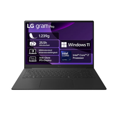 LG, 16 Zoll, gram Pro, LG Notebook, 40.6cm, Intel 7, 32GB DDR4, 2TB Dual SSD, Garantie 24 Monate, 2560 x 1600, Dolby Atmos, 16Z90TS-G.AU8CG