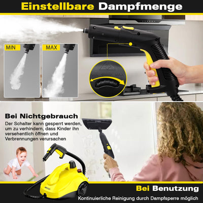 KROQO Dampfreiniger,Mehrzweck-Dampfreiniger Handgerät,Dampfreiniger für alles mit 23-Zubehörteilen,Entfernen von Tapeten,Boden,Teppich,Sofa,Polstermöbel,Auto,Fliesen,Polster,Bad- 1.5L Steam Cleaner