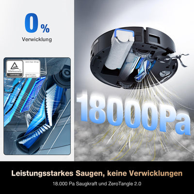ECOVACS DEEBOT X8 PRO Omni Saugroboter mit Wischfunktion, OZMO Roller mit kontinuierliches Wischen & Selbstreinigung, 18.000 Pa, 12-in-1 Station, 40–75 °C Heißwasser-Moppreinigung, YIKO-GPT