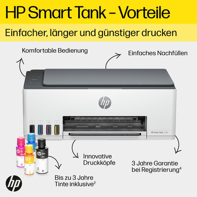 HP Smart Tank 5105 3-in-1 Multifunktionsdrucker, 20€ Cashback, (WLAN; Mobiles Drucken) – 3 Jahre Tinte inklusive, 3 Jahre Garantie, großer Tintentank, hohe Reichweite, Drucken in hoher Qualität