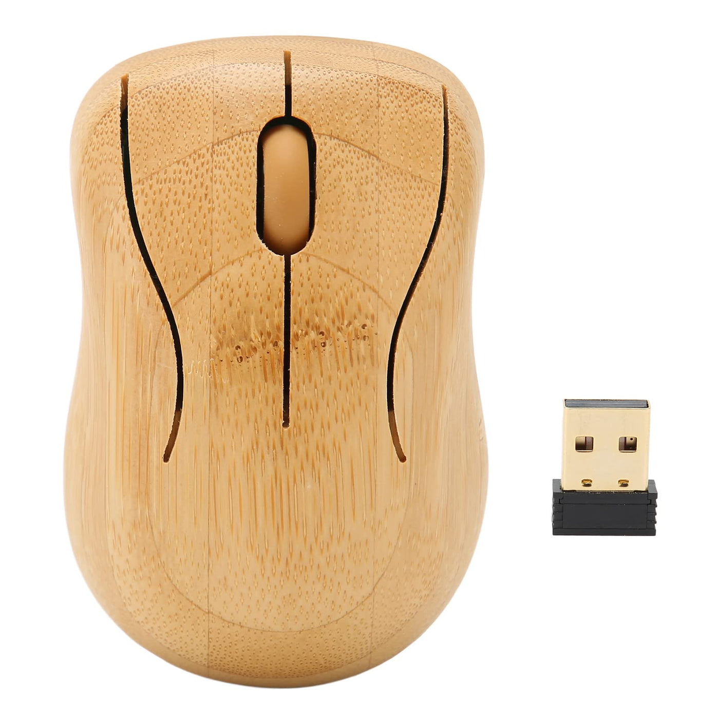 Vikye Tastatur- und Maus-Set, 2,4-GHz-Wireless-Plug-and-Play-Bambus-Computer-Wireless-Geräte, Wireless-Verbindungs-Holz-Computer-Steuergeräte für das Büro (Maus)
