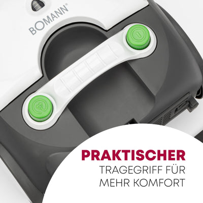 Bomann® Bodenstaubsauger mit energiesparenden 700 Watt | Staubsauger mit 5-Fach Mikrofiltersystem | Sauger mit Beutel | Umschaltbare Bodenbürste und Bürsten-/Fugendüse | BS 9019 CB N weiß