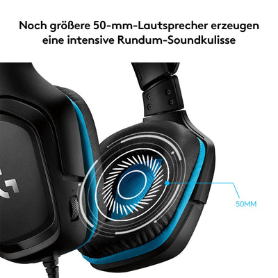Logitech G432 kabelgebundenes Gaming-Headset, 7.1 Surround Sound, DTS Headphone:X 2.0, Bügelmikrofon mit Flip-Stummschaltung, Ohrpolster mit Kunstleder, PC/Mac/Xbox One/PS4/Nintendo Switch - Schwarz