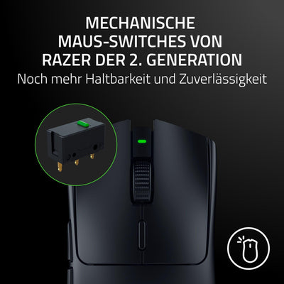 Razer Viper V3 HyperSpeed - Kabellose Esports Maus (Focus Pro 30K Optical Sensor, Bis zu 280 Std. Akku, Mechanische Maus-Switches der 2. Generation, kabellose Abtastrate von 4000 Hz) Schwarz