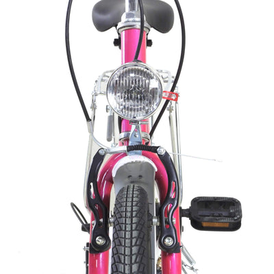 Fetcoi Kinderfahrrad,20 Zoll 6 Gang Kinder Fahrrad Jungen MäDchen Fahrrad Bike Bicycle Mit Lampe(Rosa + Weiß)