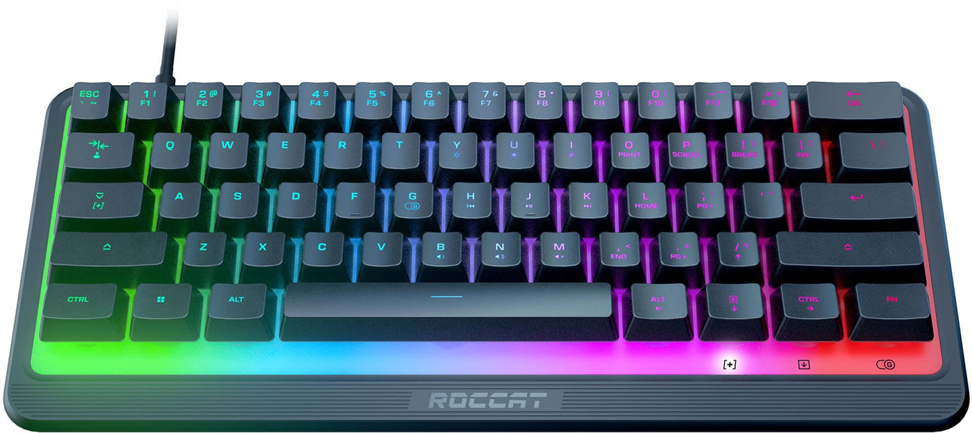 Roccat Magma Mini – 60% RGB-Gaming-Tastatur mit 5 programmierbaren Beleuchtungszonen, Membran-Tastenschalter, programmierbare Funktionsebenen, Anti-Ghosting, & Auslaufsicherheit, Schwarz