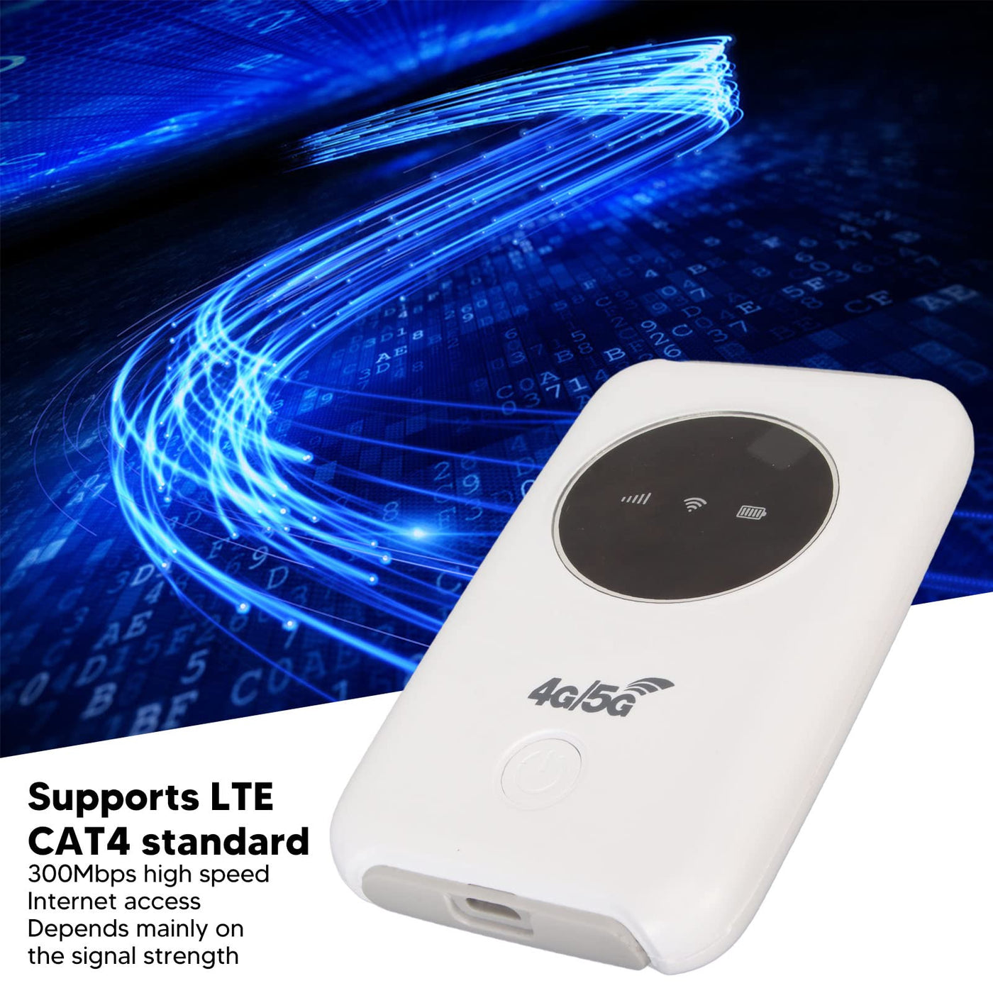 Asixxsix Tragbarer 5G-WLAN-Hotspot-Netzwerk-Router mit SIM-Kartensteckplatz, 300 Mbit/s Hochgeschwindigkeit, Anschluss von Bis zu 10 Geräten, Geeignet für Reisen, Arbeit, Live-Streaming