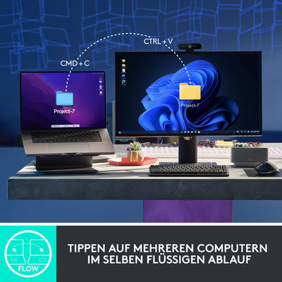 Logitech MX Mechanical kabellose beleuchtete Tastatur Standardgröße Linear, MX Master 3S kabellose Hochleistungs-Bluetooth-Maus, macOS, Windows, Linux, iOS, Android, DEU QWERTZ - Grau