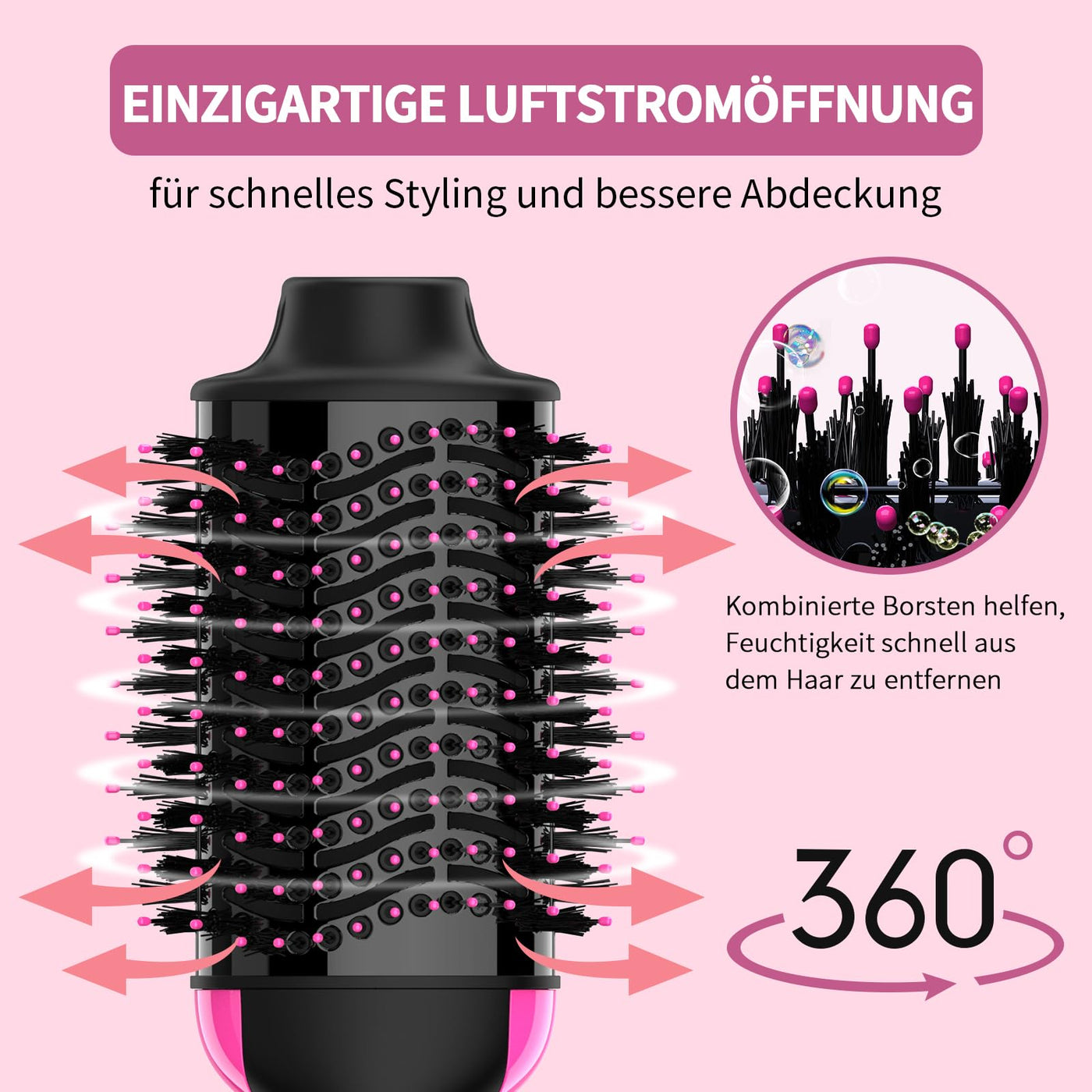 Sawop Warmluftbürste Rundbürstenföhn, Föhnbürste, Hairstyler Haartrockner Bürste in Einem, Verbessertes 4-in-1 Haartrockner und Styler Volumizer, Heißluftbürste, Haarglätter Bürste