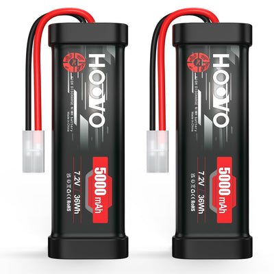 HOOVO 7,2 V NiMH Akku 5000mAh 6 Zellen RC Battery/Batterie für RC Car Autos Flugzeug Hubschrauber Boot Buggy Modellbau Spielzeug (2 Packungen