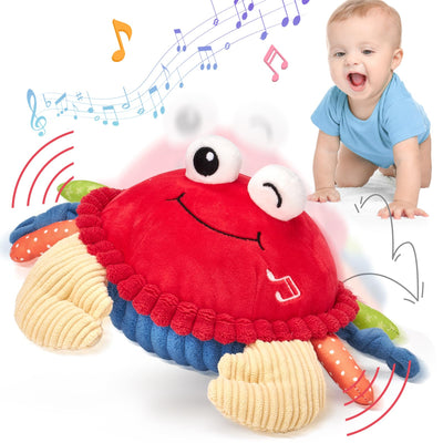 hahaland Krabbe Baby Spielzeug 6 8 9 10 12 Monate,Musikalische Krabbelspielzeug,Crawling Crab Tummy Time Toy,Spielzeug ab 6 Monate fürs Krabbeln Lernen,Neugeborenes Weihnachts Babyspielzeug Geschenk